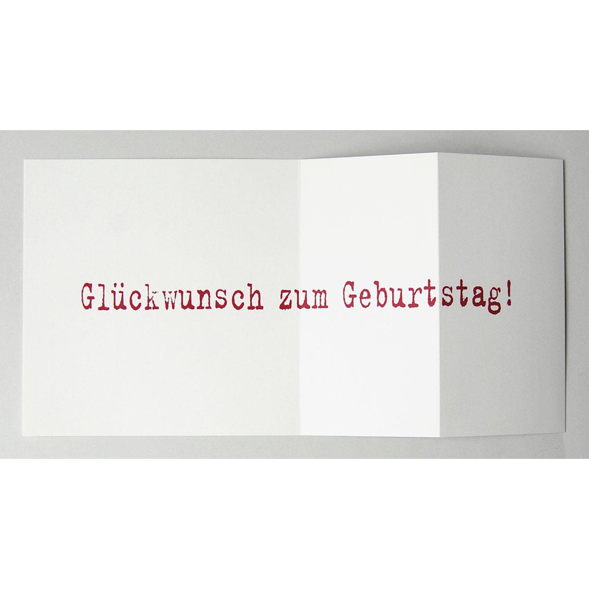 quadratische Geburtstagskarte: Glückstag!  (roter Druck)
