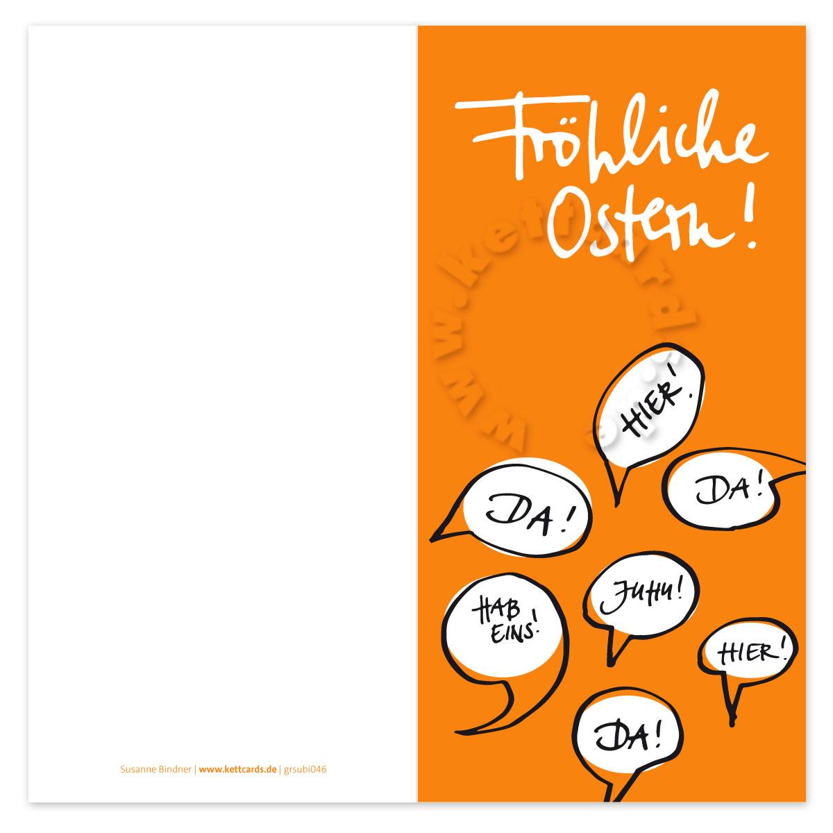 orange Osterkarte: Fröhliche Ostern!