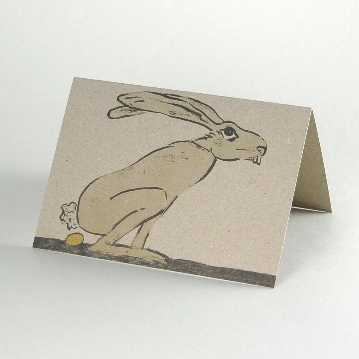 Recycling-Osterkarte: Hase der ein goldenes Ei legt