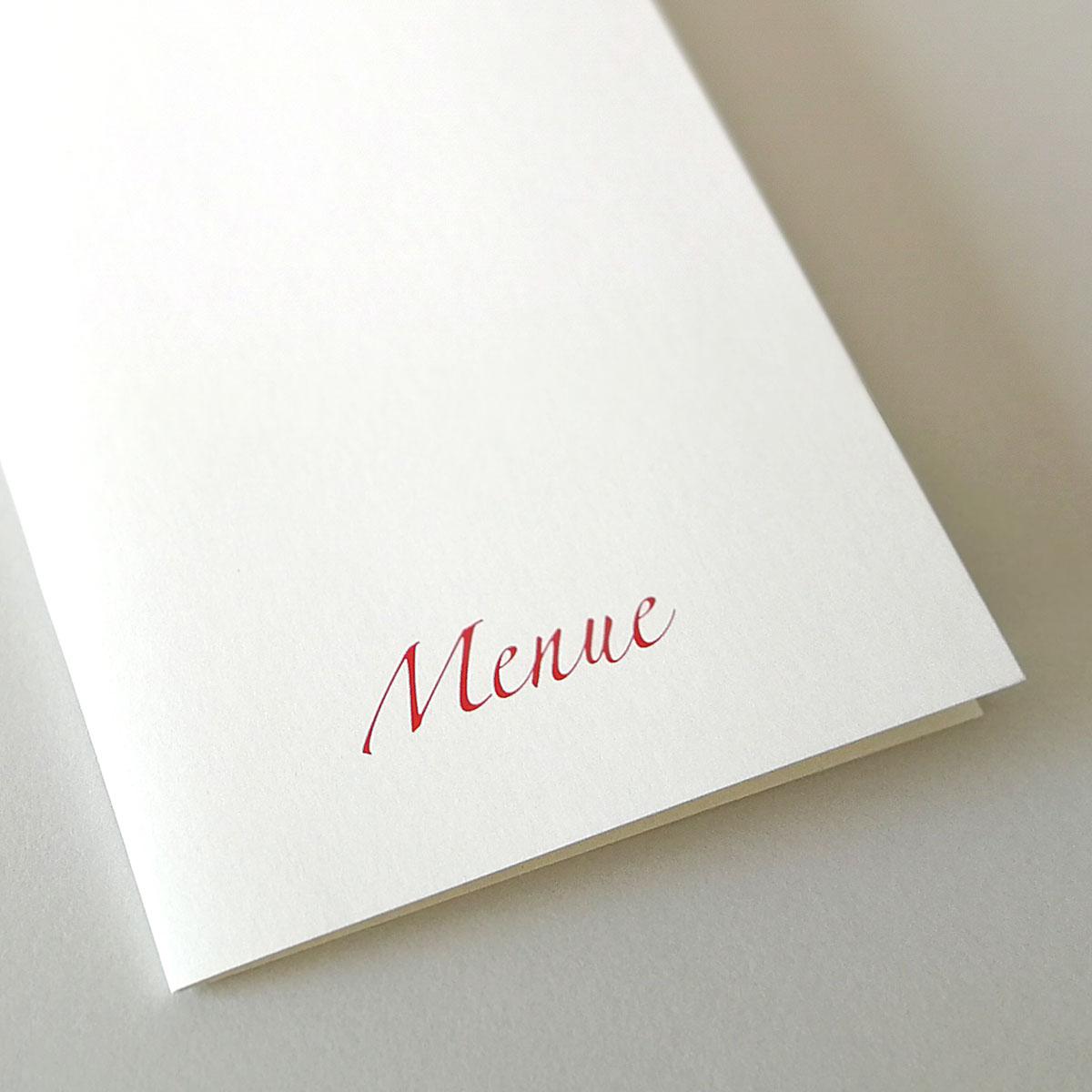 Menükarte für die Hochzeit: Menue + rotes Herz