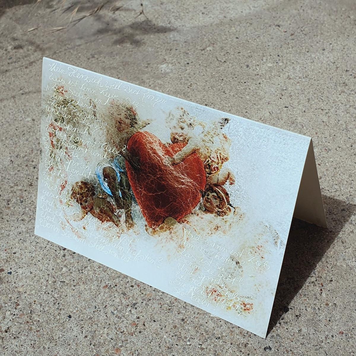 Hochzeitskarte: Engel mit Herz