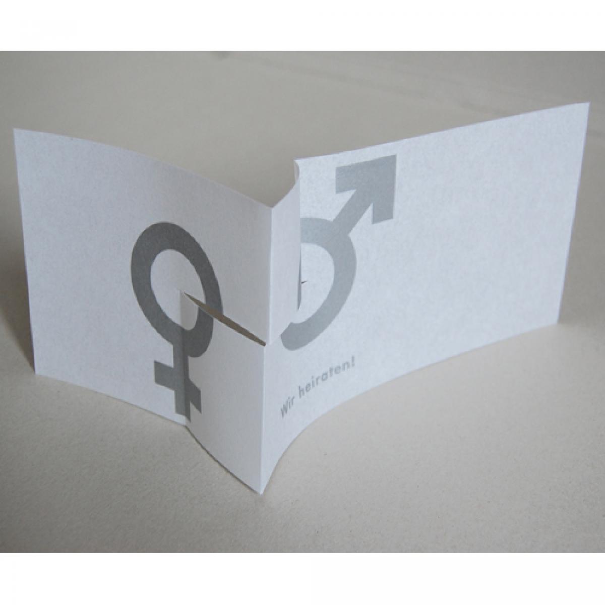 Design-Hochzeitseinladung: Wir heiraten!  (silberner Druck)