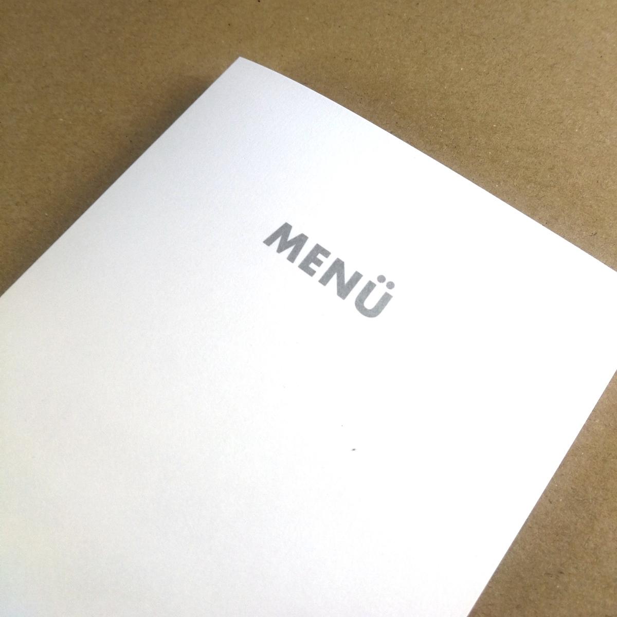 Menükarte: Zeichen für Mann und Frau + MENÜ  (silberner Druck)