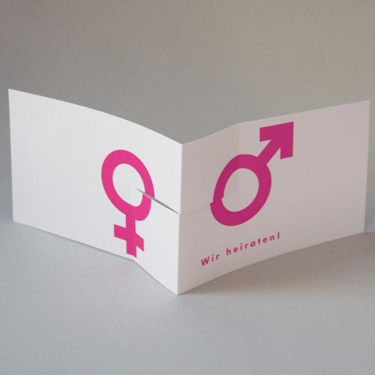 Hochzeitseinladung: Wir heiraten!  (pinker Druck)