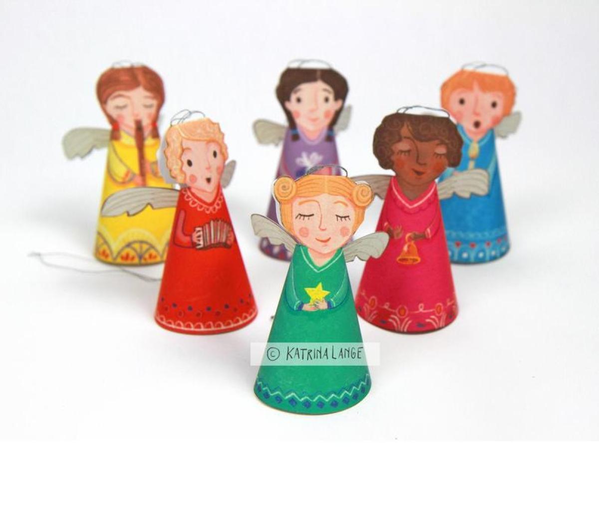 Bastelbogen für 6 Papierengel