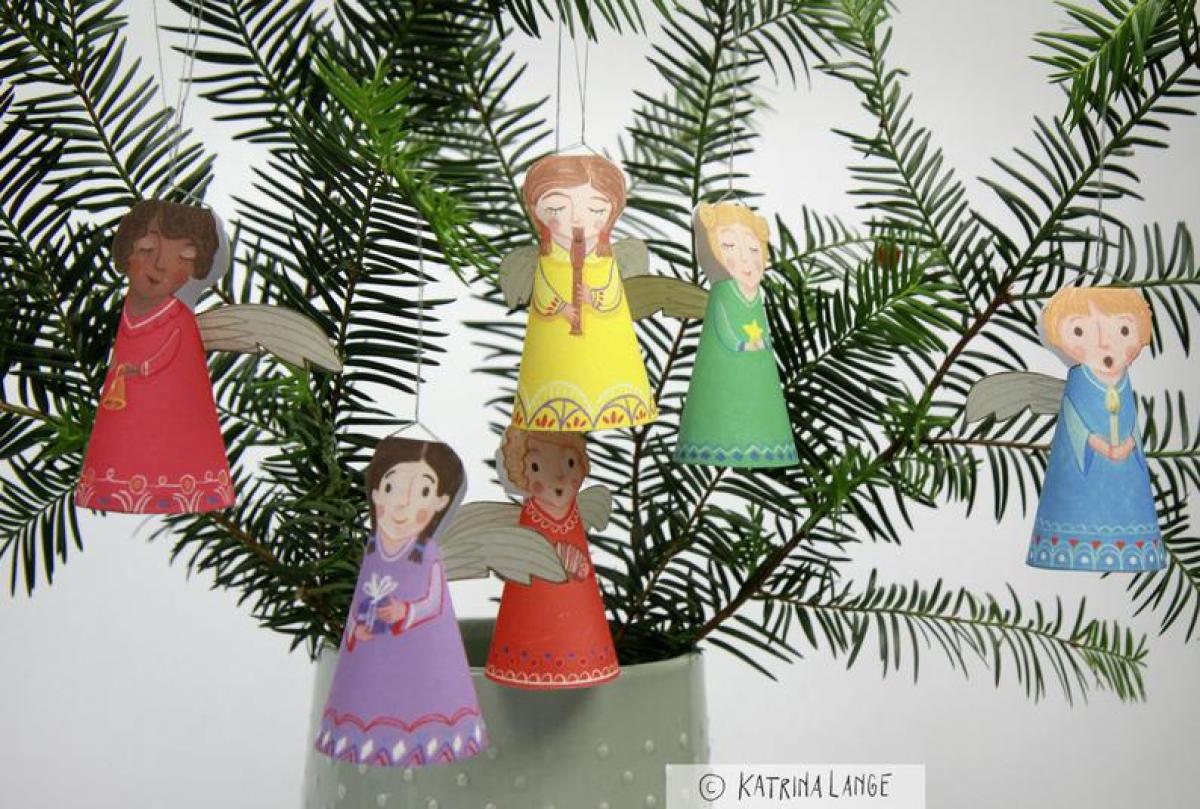 Bastelbogen für 6 Papierengel