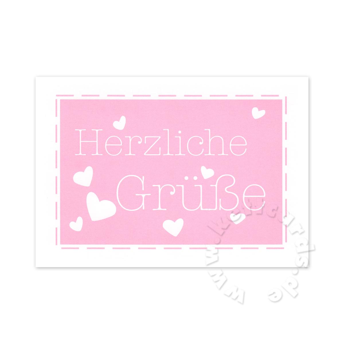 rosa Postkarte: Herzliche Grüße