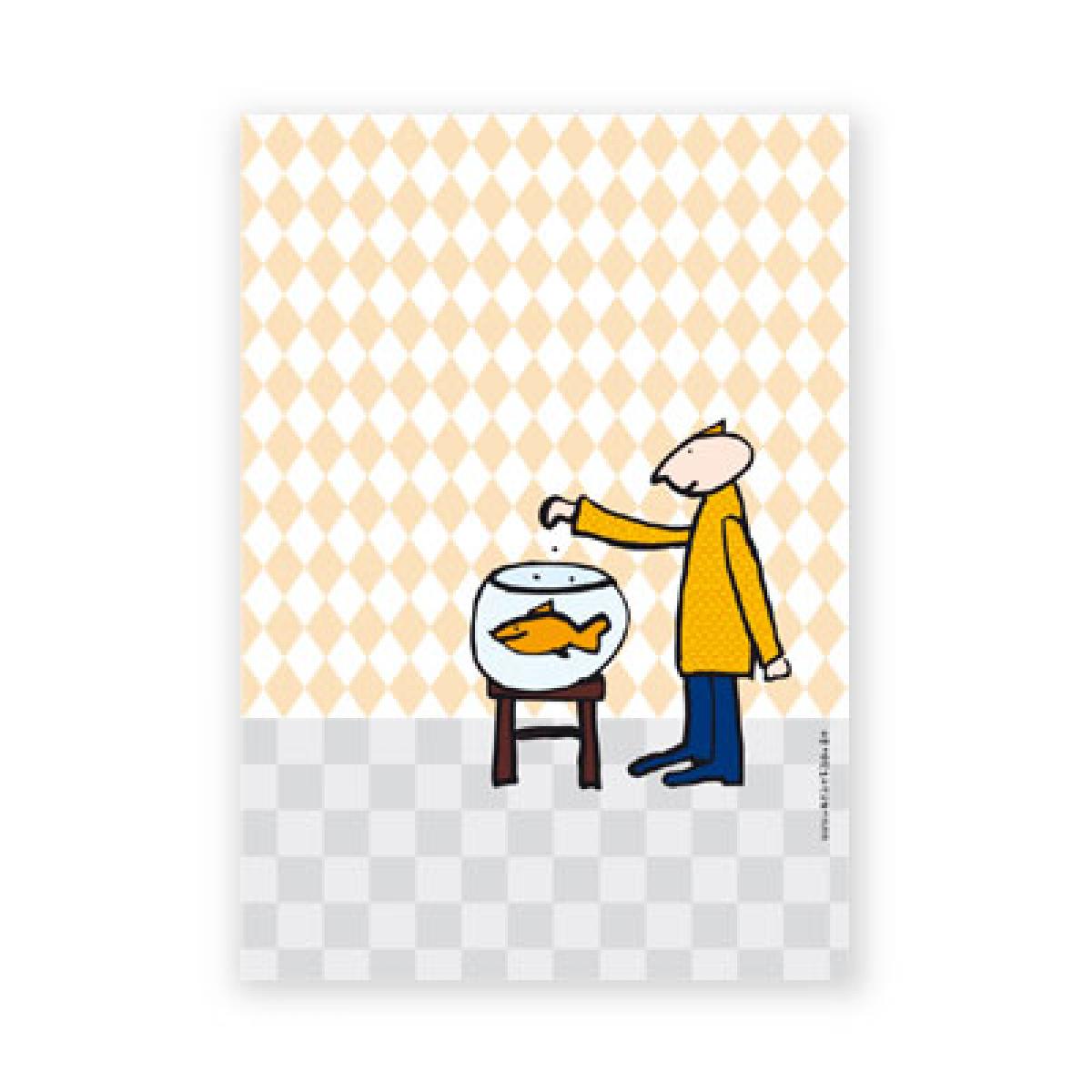 Postkarte: Fisch füttern