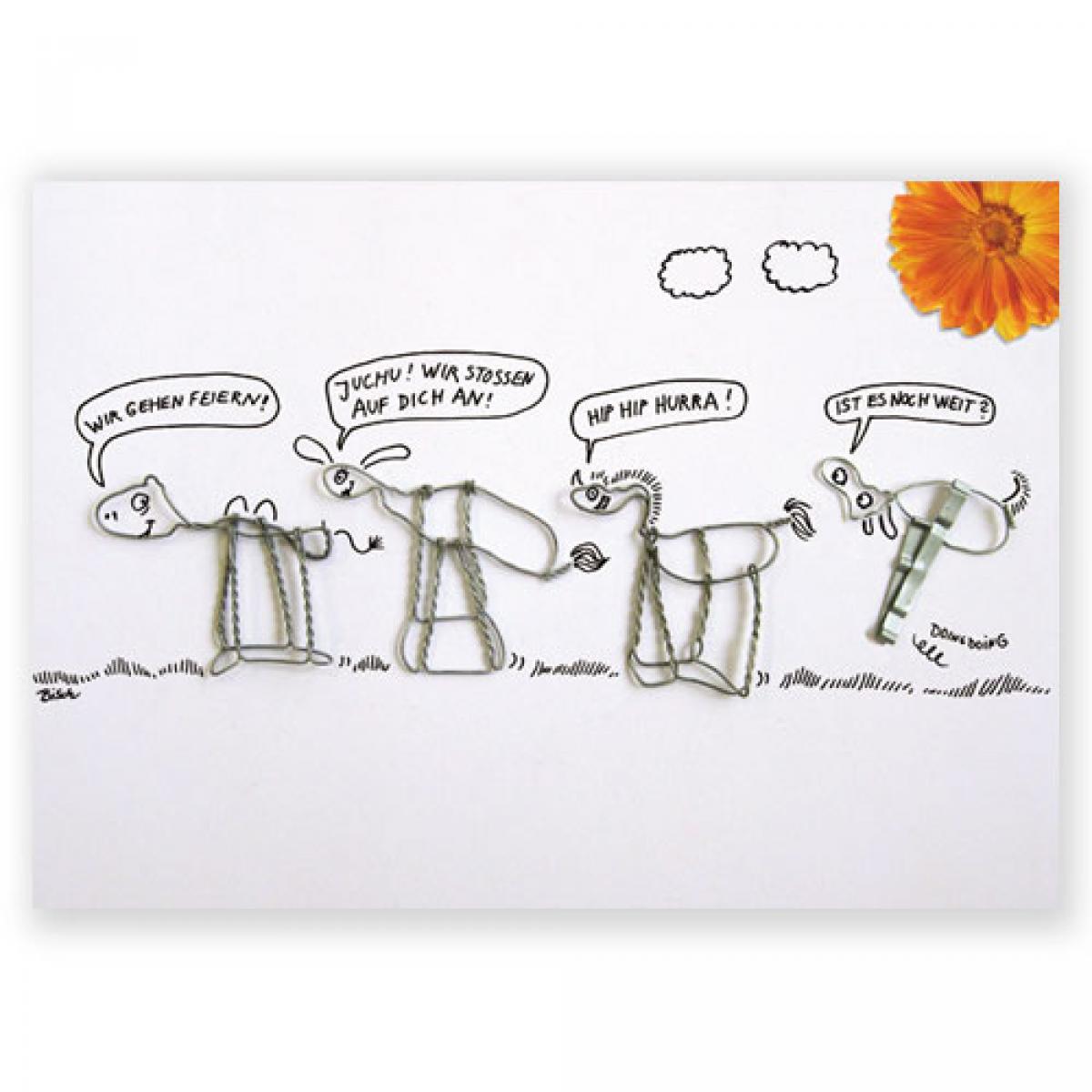 witzige Postkarte: Wir gehen feiern!