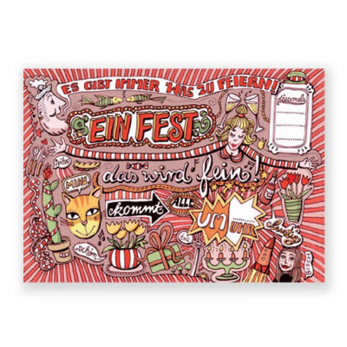 Postkarte: Ein Fest das wird fein!