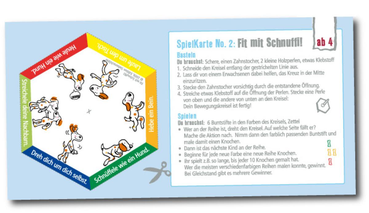 Bastel-Spielkarte: Fit mit Schnuffi