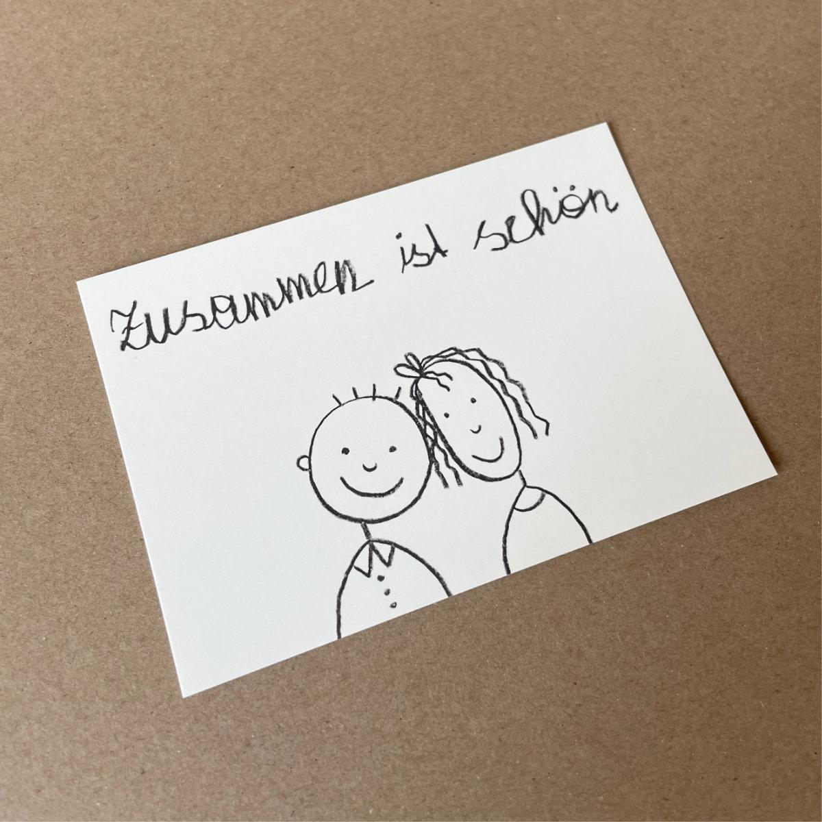 witzige Postkarte: Zusammen ist schön