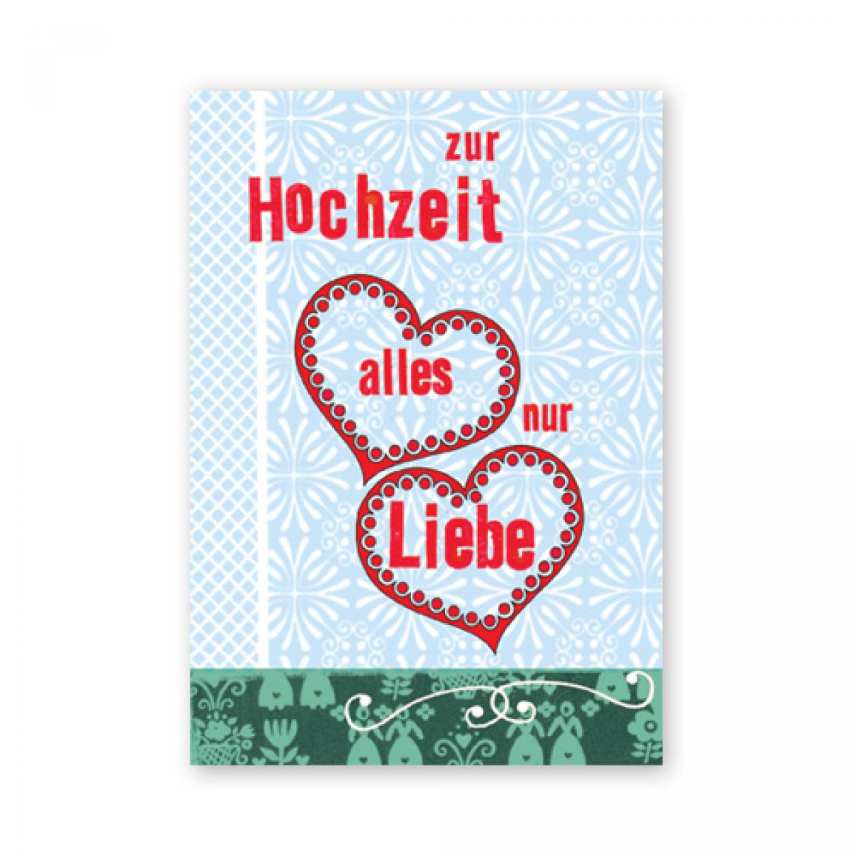 Postkarte: zur Hochzeit alles nur Liebe