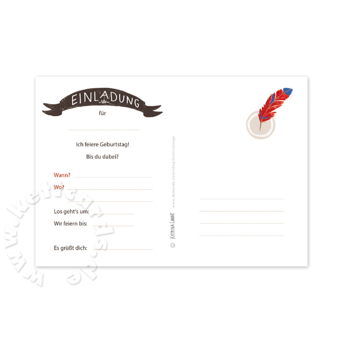 Postkarte mit Adler: Geburtstagseinladung für Kinder