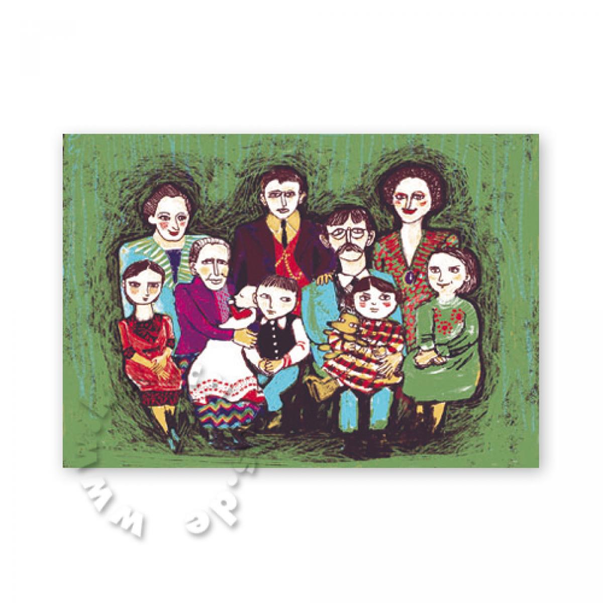 Postkarte: Großfamilie