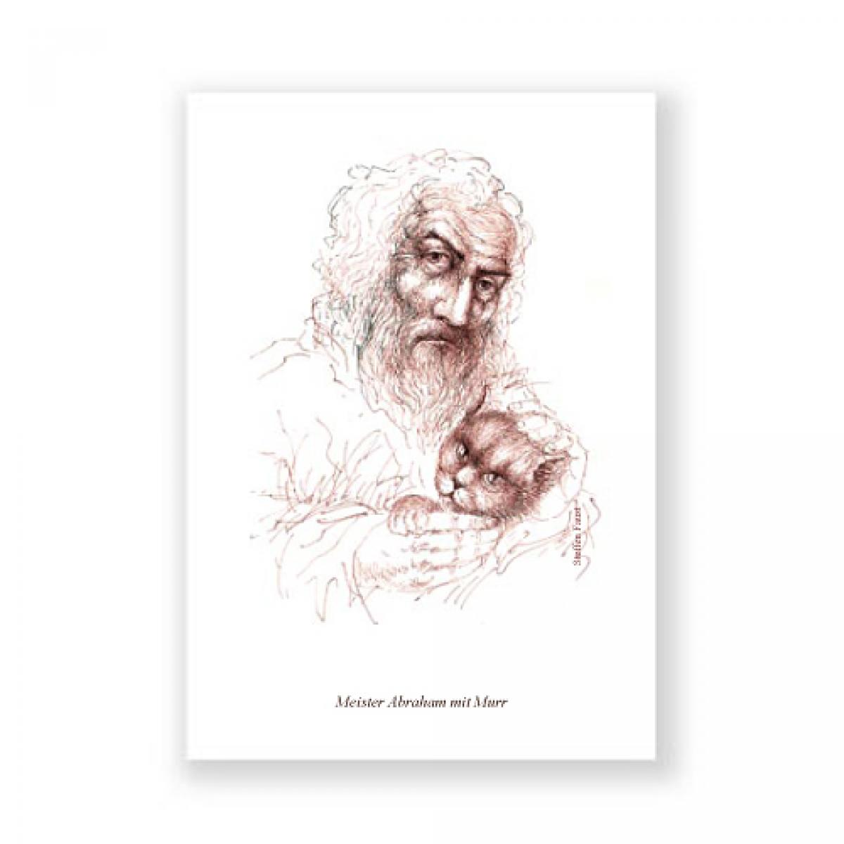 Postkarte: Meister Abraham mit Murr  (E.T.A. Hoffmann)