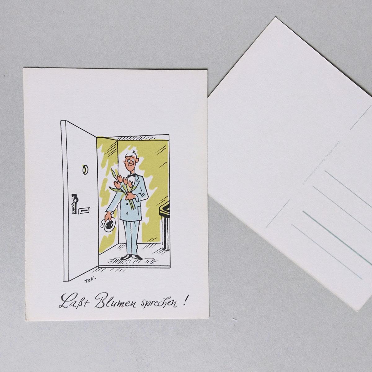Vintage-Postkarte: Laßt Blumen sprechen!