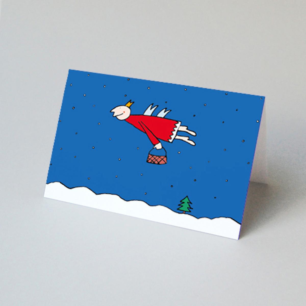 Weihnachtskarte: fliegender Engel