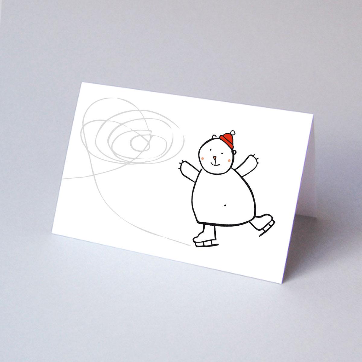 Weihnachtskarte / Winterkarte: schlittschuhlaufender Eisbär