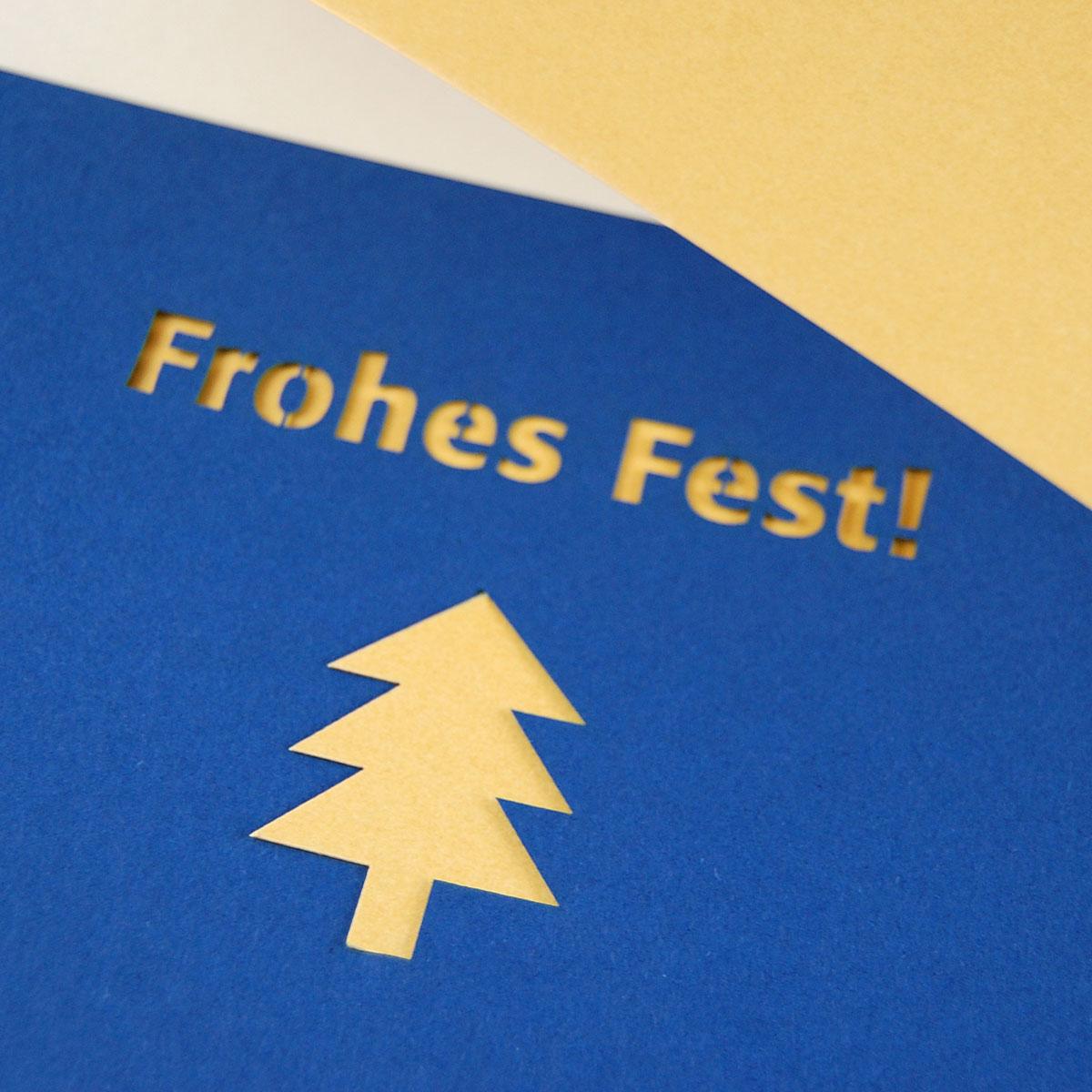 edle, zweiteilige Recycling-Weihnachtskarte: Frohes Fest!
