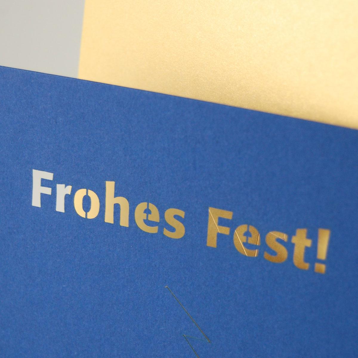edle, zweiteilige Recycling-Weihnachtskarte: Frohes Fest!