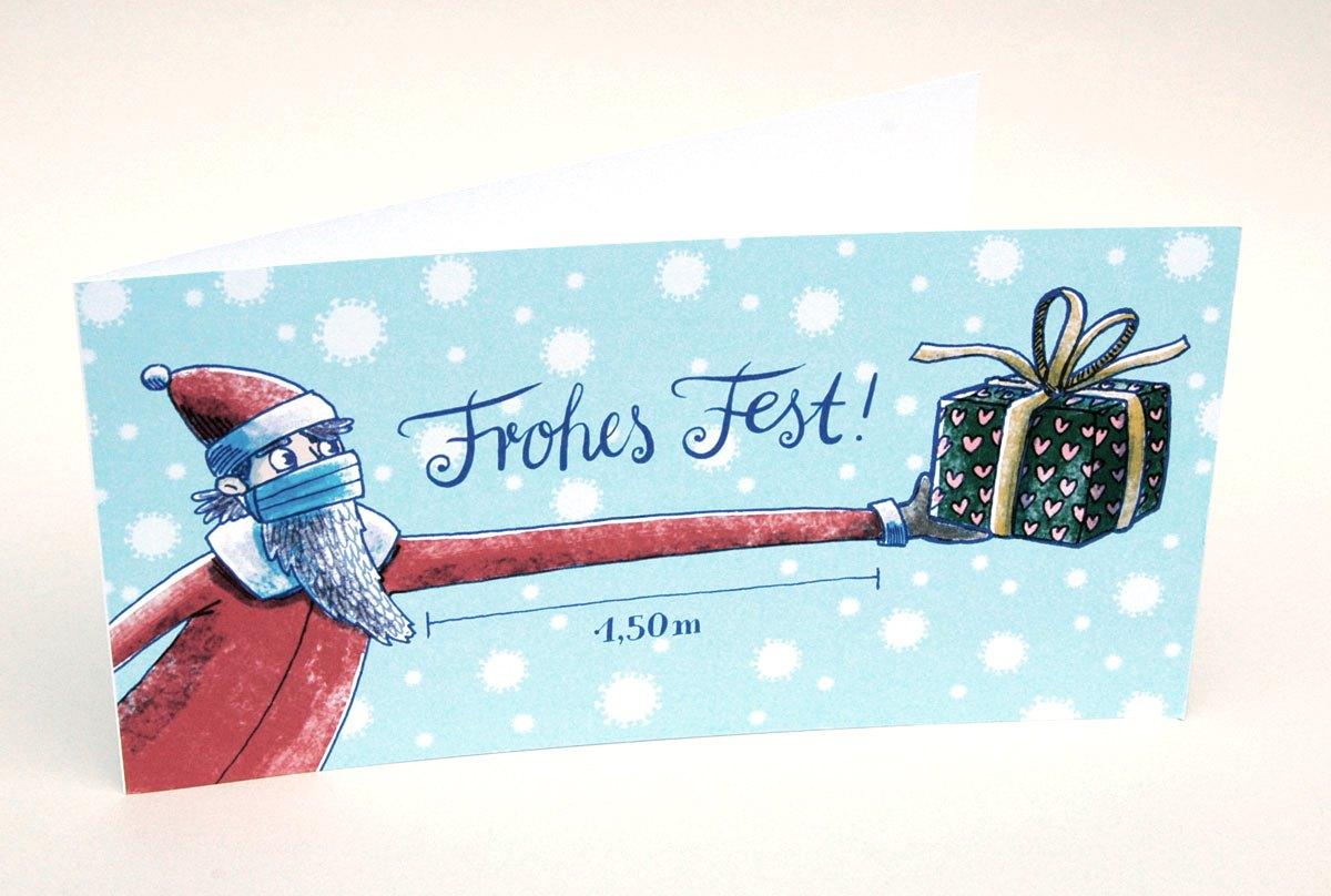 Weihnachtskarte: Abstand halten!