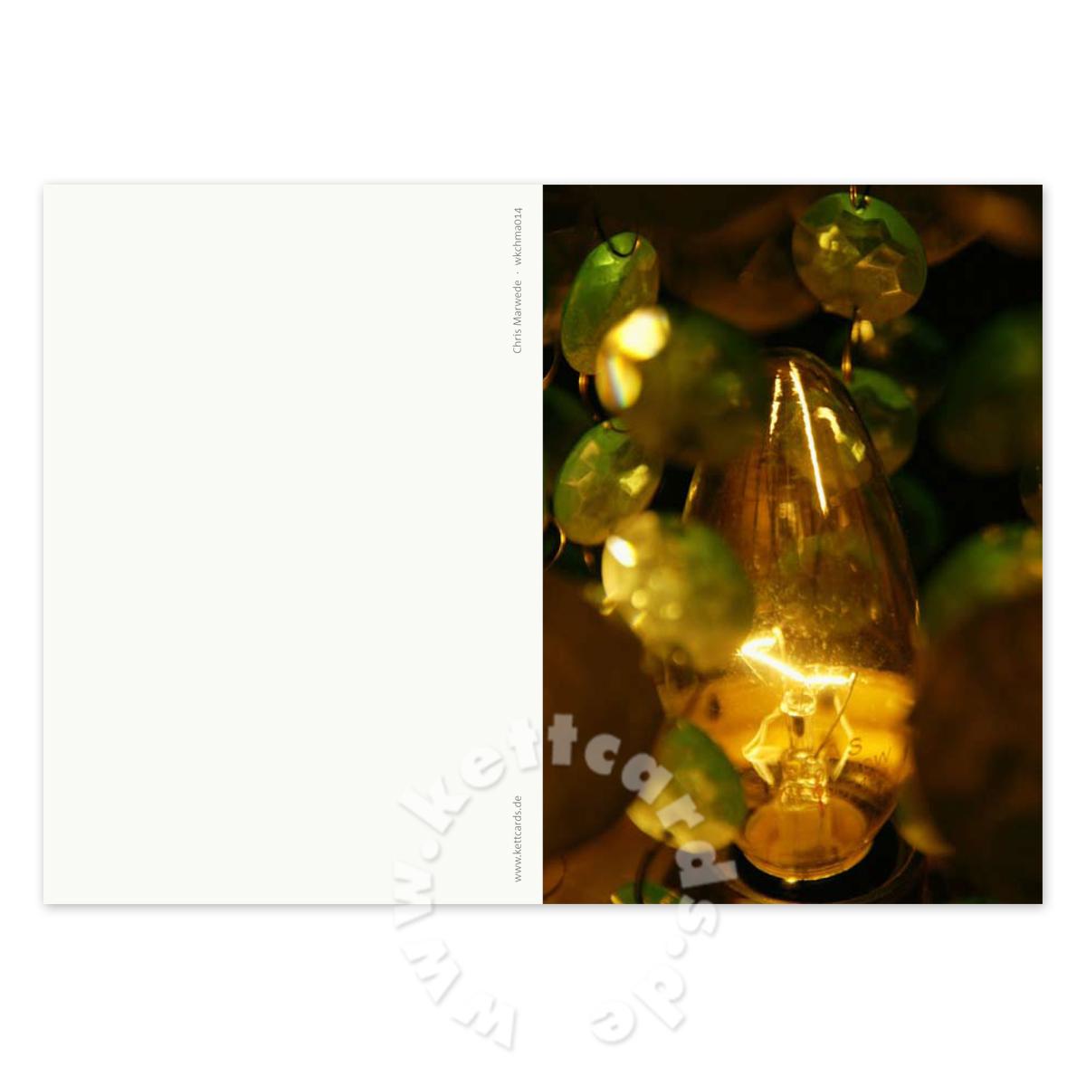 Foto-Weihnachtskarte: Glühbirne am Baum