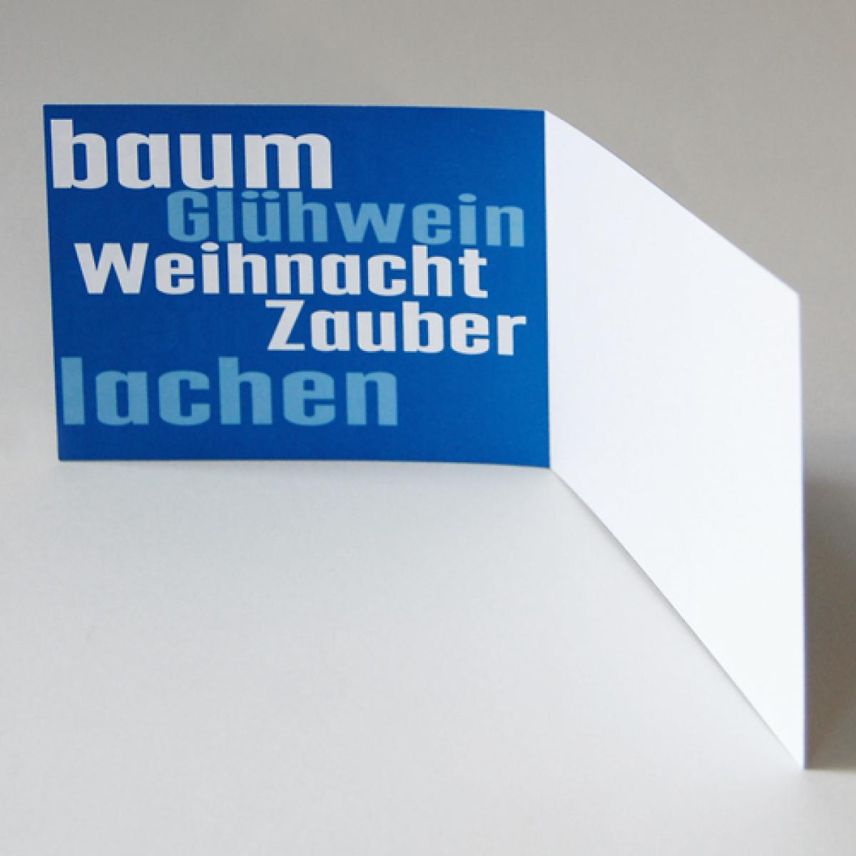 blaue Weihnachtskarte: Kirchenglocken