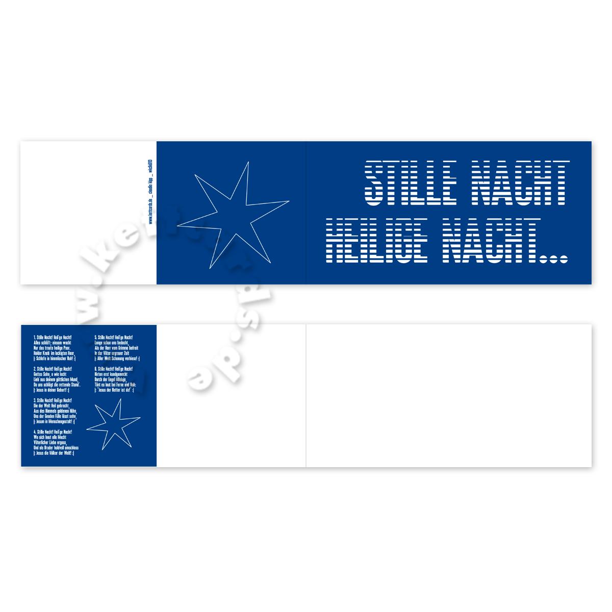 reduzierte Weihnachtskarte mit Liedtext: Stille Nacht, Heilige Nacht...