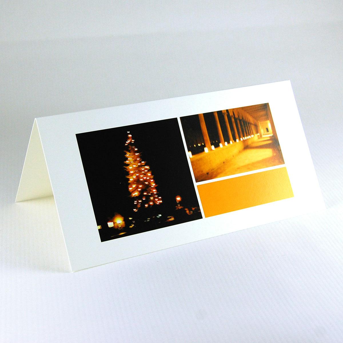 Foto-Weihnachtskarte: Weihnachtsbaum und Lichterweg