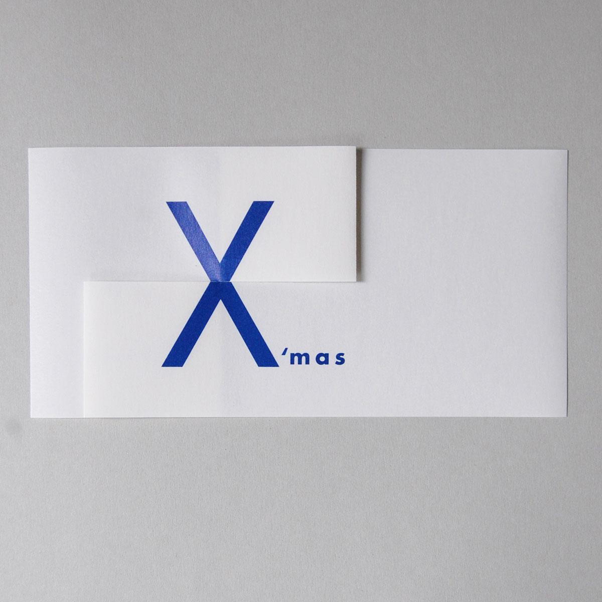 Design-Weihnachtskarte: merrY X´mas  (blauer Druck)