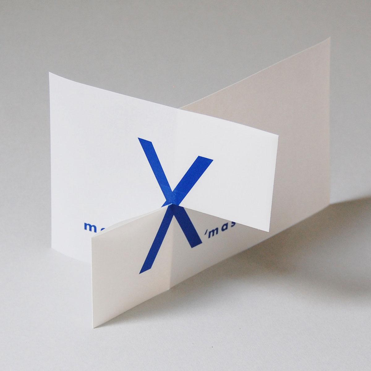 Design-Weihnachtskarte: merrY X´mas  (blauer Druck)