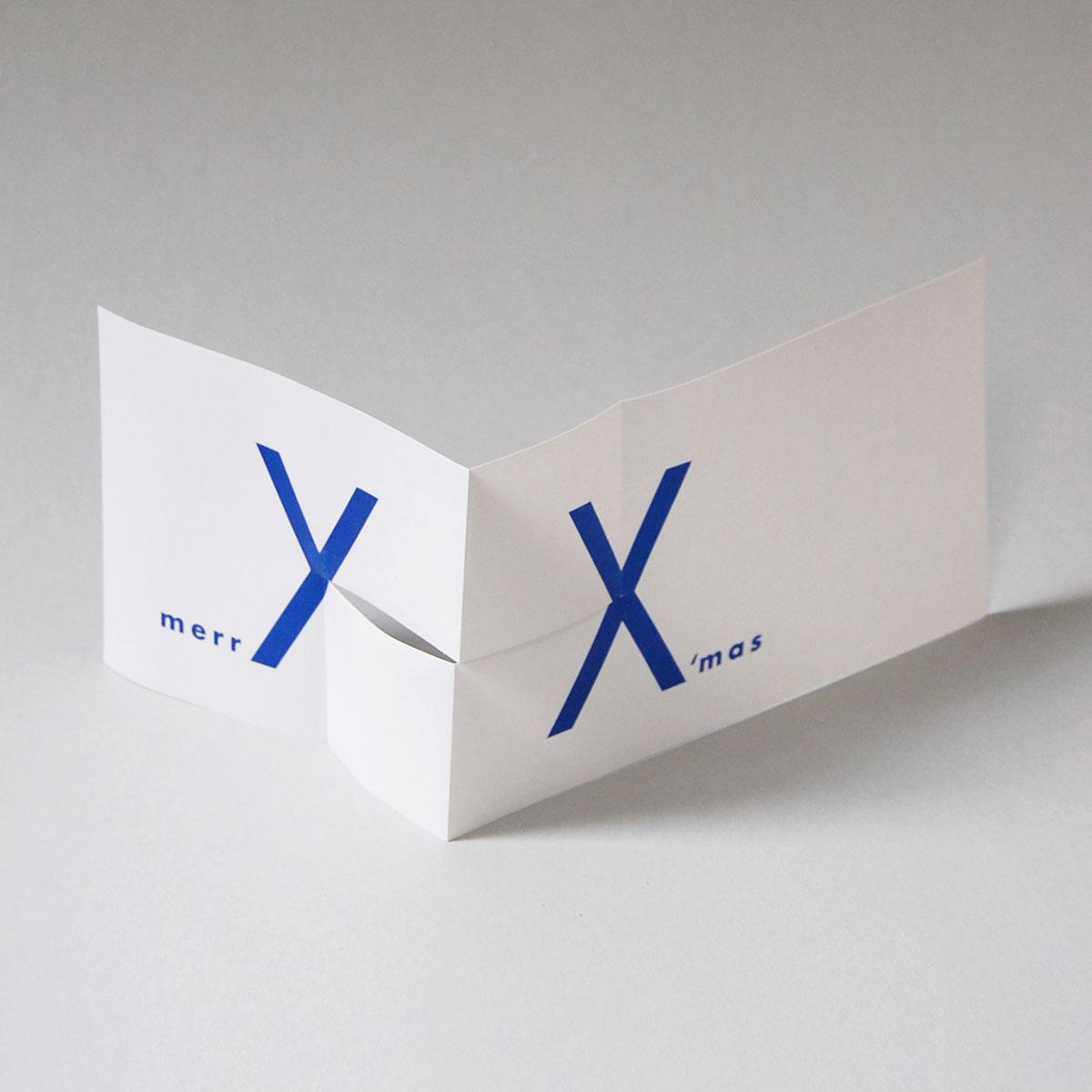 Design-Weihnachtskarte: merrY X´mas  (blauer Druck)