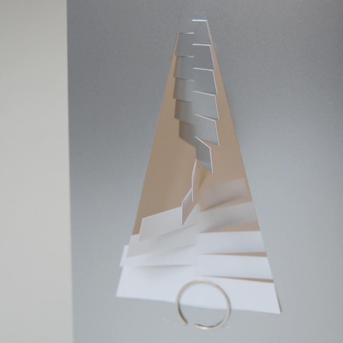 silberne Weihnachtskarte: Spiral-Weihnachtsbaum