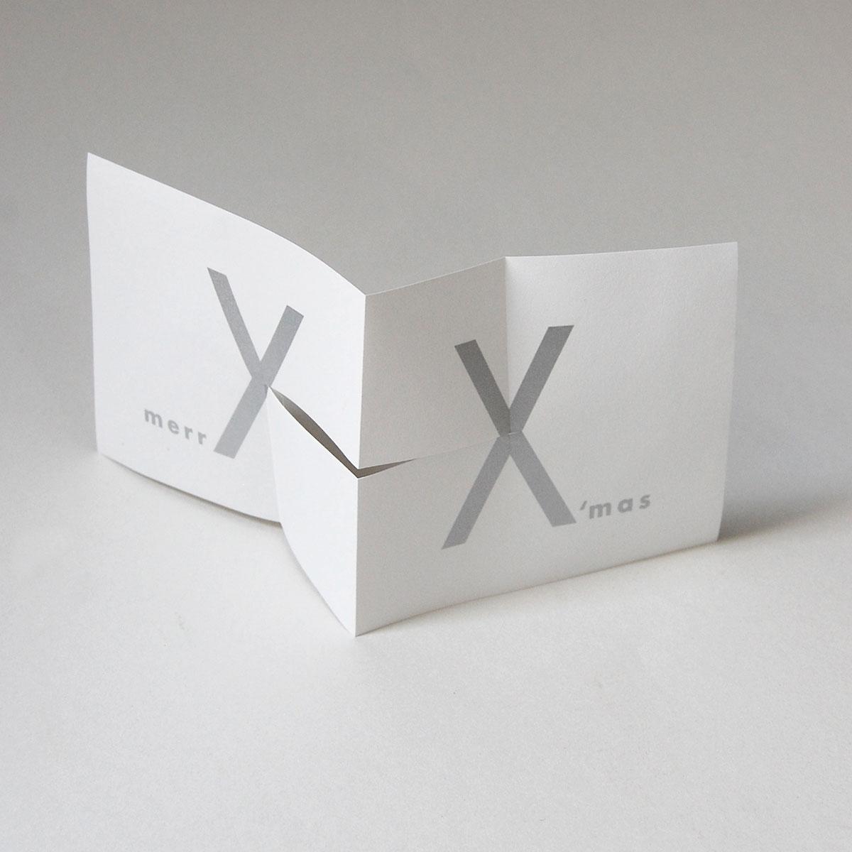 Design-Weihnachtskarte: merrY X´mas  (silberner Druck)