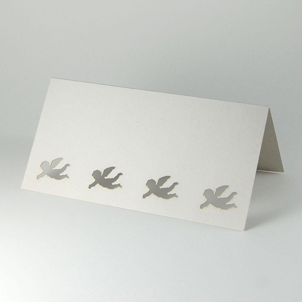 graue Weihnachtskarte: gestanzte Engelchen