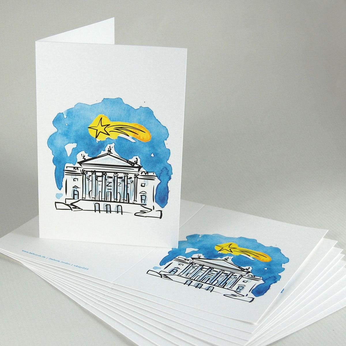 100er Set Weihnachtskarten mit farbigen Kuverts: Staatsoper in Berlin