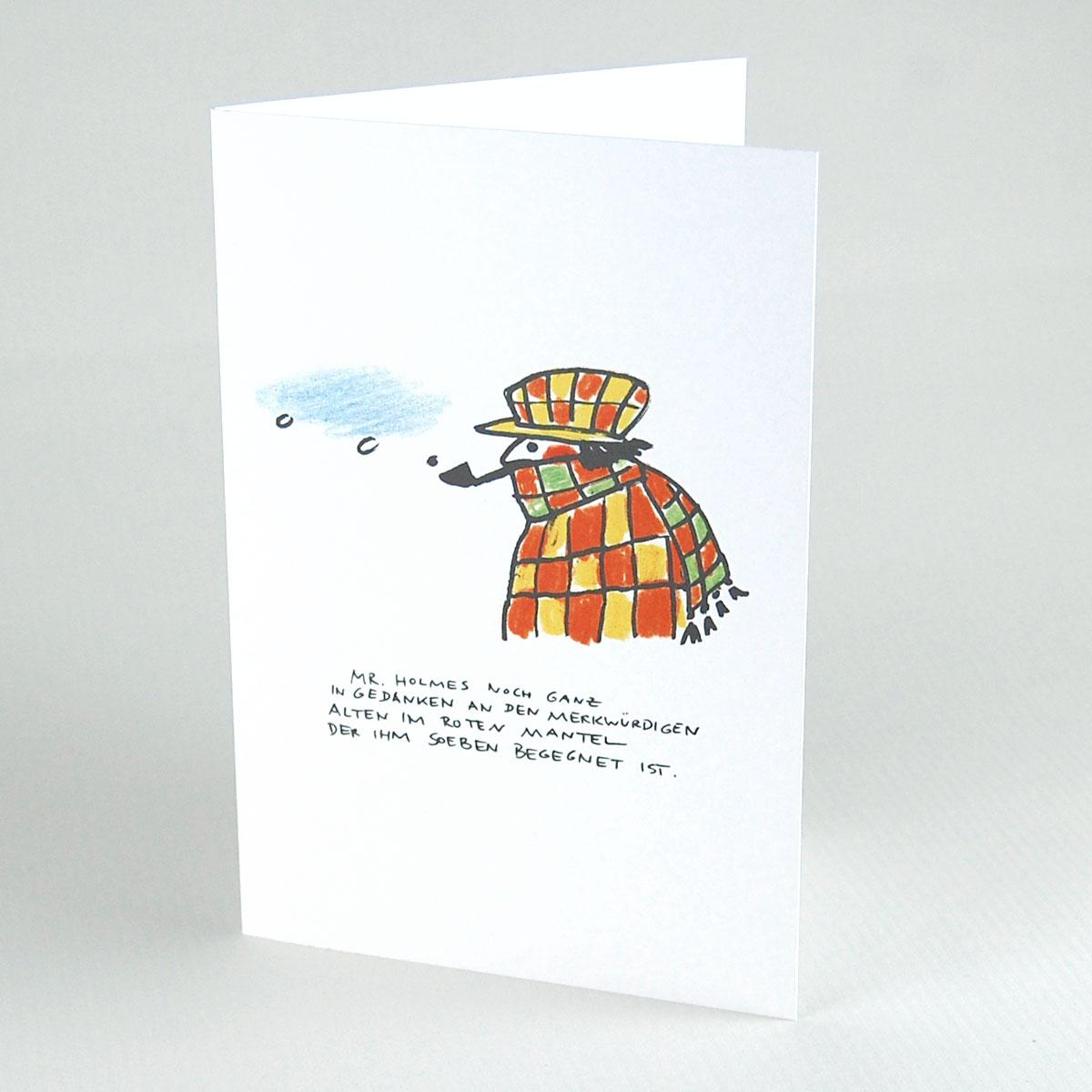 10er Set Weihnachtskarten mit gelben Kuverts: Sherlock Holmes