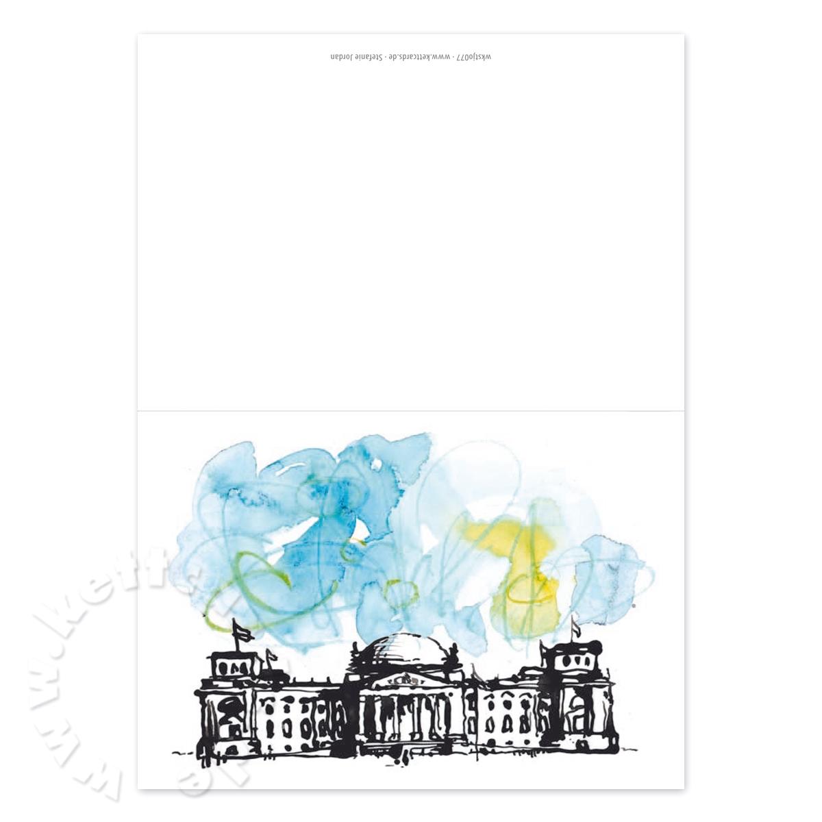 10er Set Berlinkarten mit gelben Kuverts: Bundestag / Reichstag