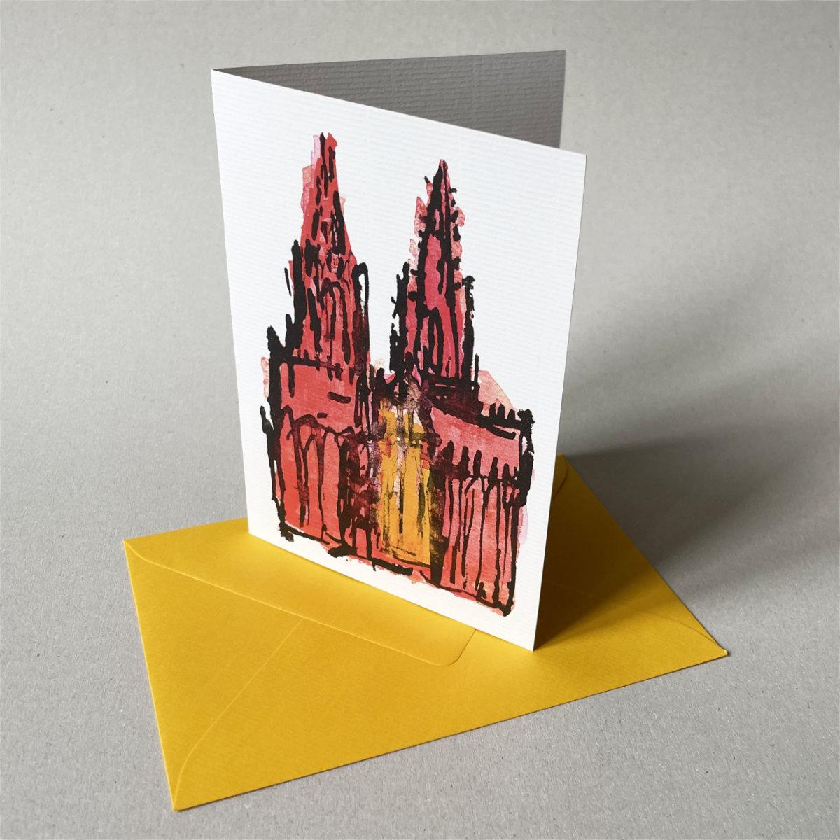 Kölner Dom - Grußkarte mit farbigem Umschlag