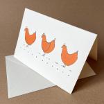 10er Set Osterkarten mit Umschlägen: Drei Hühner + frohe ostern