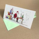 Weihnachtsmannarbeitsplatz - Weihnachtskarte mit farbigem Umschlag