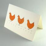 reduzierte Osterkarte: Drei Hühner + frohe ostern