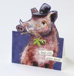 Bastelpostkarte mit Eber: Ganz viel wildes Glück!