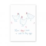 Postkarte: Hens don´t need a cock to lay eggs.