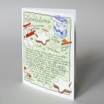 Weihnachtskarte mit illustriertem Rezept für Zimtsterne