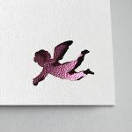 Weihnachtskarte: gestanzte Engelchen (rote Heißfolienprägung)